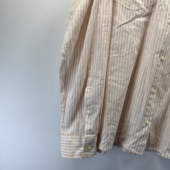 Patagonia Women's Top Blouse XL Blush Pink Stripe Organic Cotton Long Sleeves - Picture 7 of 11